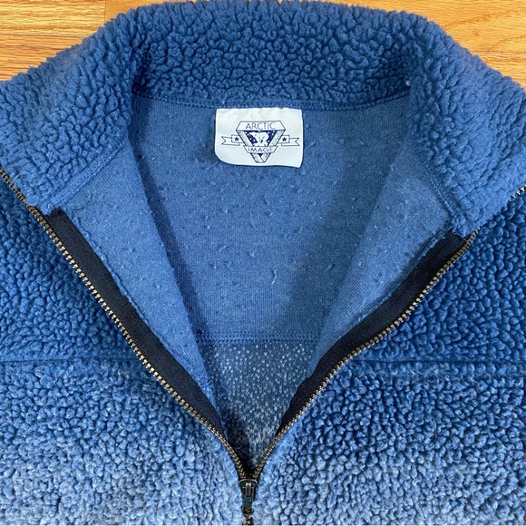 Vintage Fleece Zip Up Long Sleeve Sweater Wolves Print - Picture 3 of 5